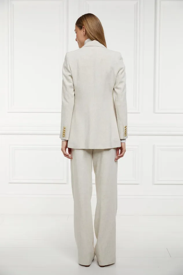 Holland Cooper Tailoring Women Double Breasted Blazer Natural Linen