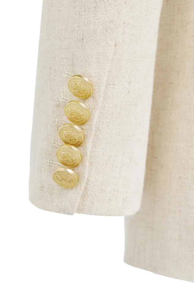 Holland Cooper Tailoring Women Double Breasted Blazer Natural Linen