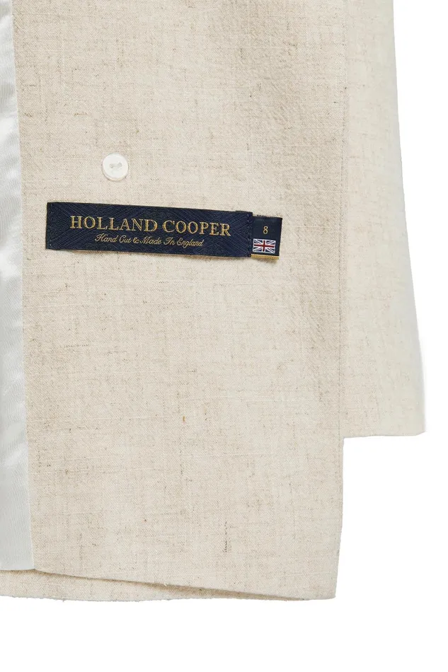 Holland Cooper Tailoring Women Double Breasted Blazer Natural Linen