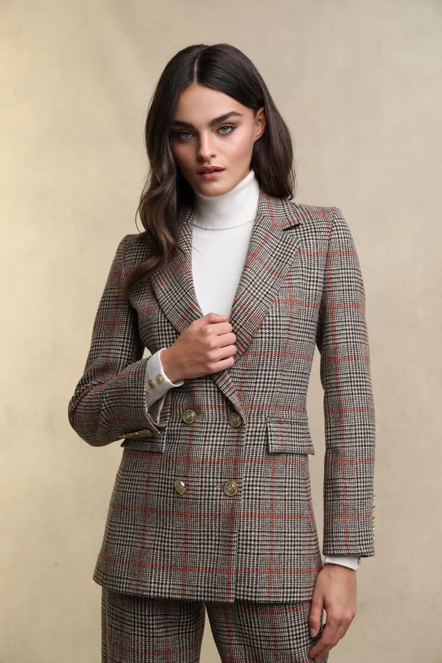 Holland Cooper Tailoring Women Double Breasted Blazer Orange Windsor