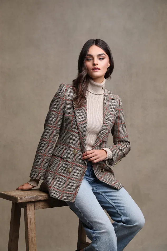 Holland Cooper Tailoring Women Double Breasted Blazer Orange Windsor