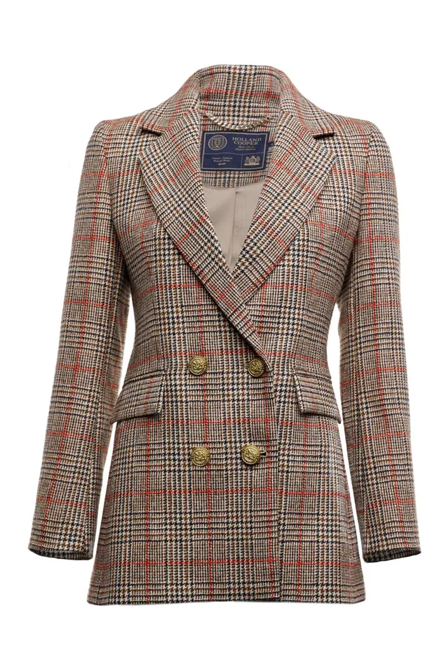 Holland Cooper Tailoring Women Double Breasted Blazer Orange Windsor