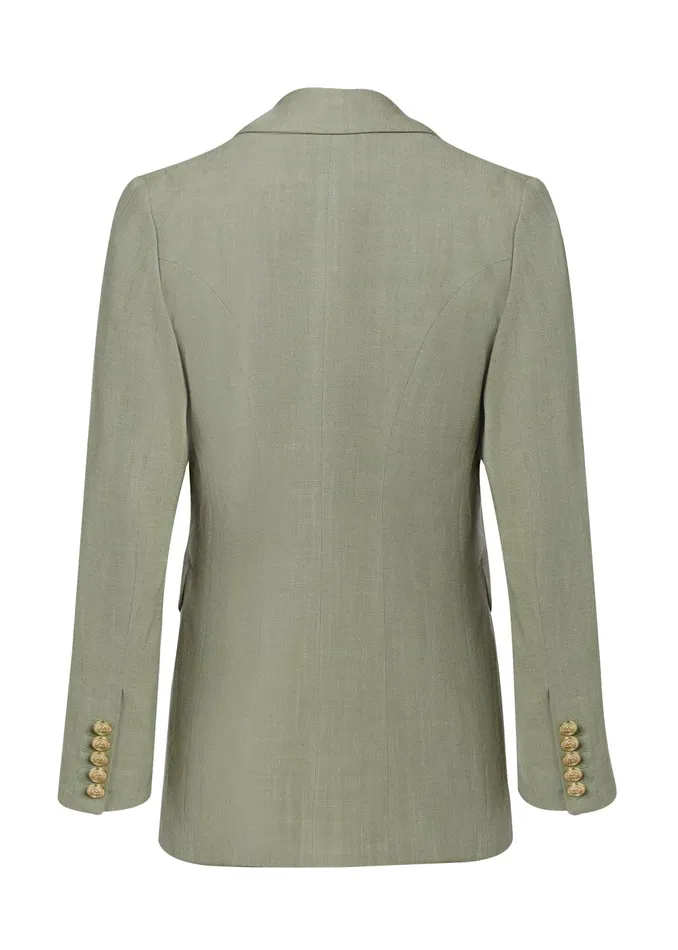 Holland Cooper Tailoring Women Double Breasted Blazer Sage Linen