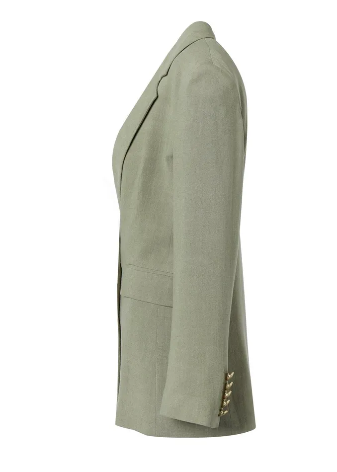 Holland Cooper Tailoring Women Double Breasted Blazer Sage Linen