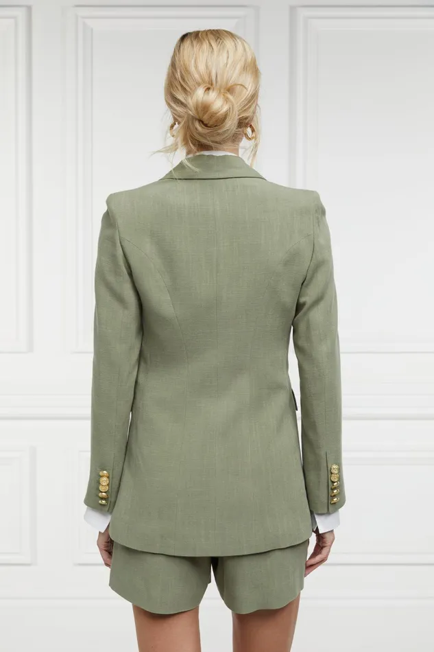 Holland Cooper Tailoring Women Double Breasted Blazer Sage Linen