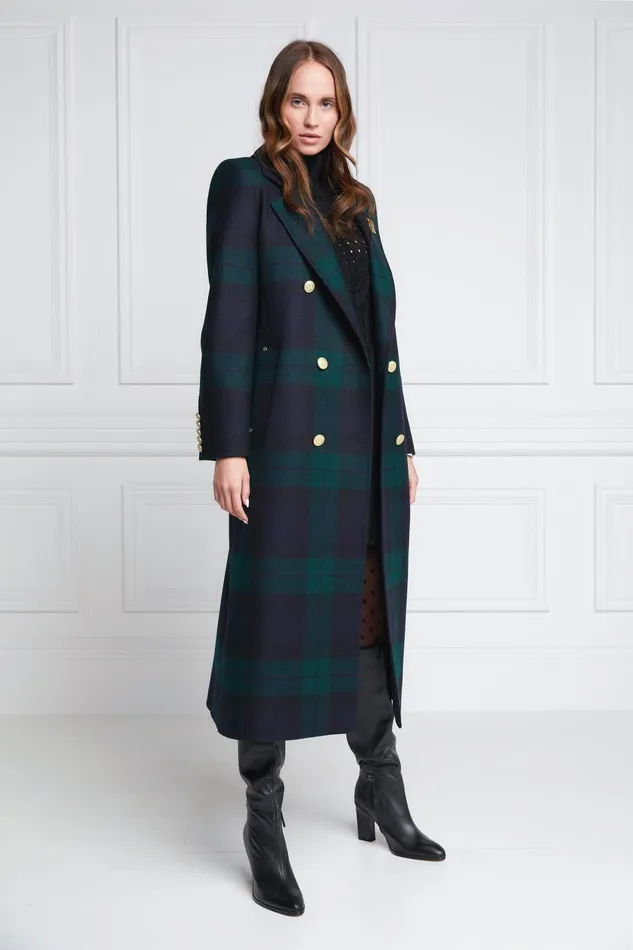 Holland Cooper Tailoring Women Double Breasted Coat Blackwatch
