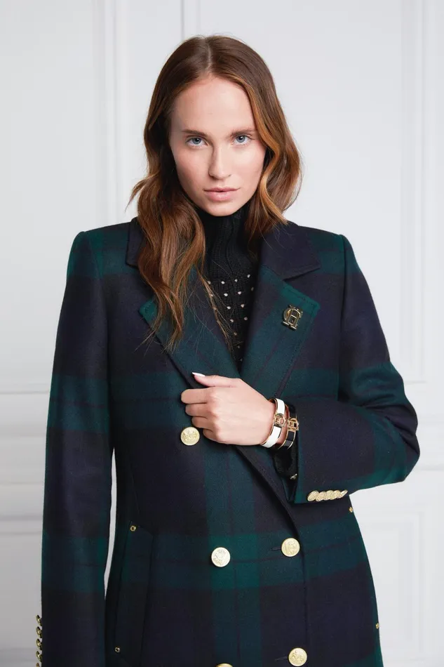 Holland Cooper Tailoring Women Double Breasted Coat Blackwatch Holland Cooper Tailoring Women Double Breasted Coat Blackwatch