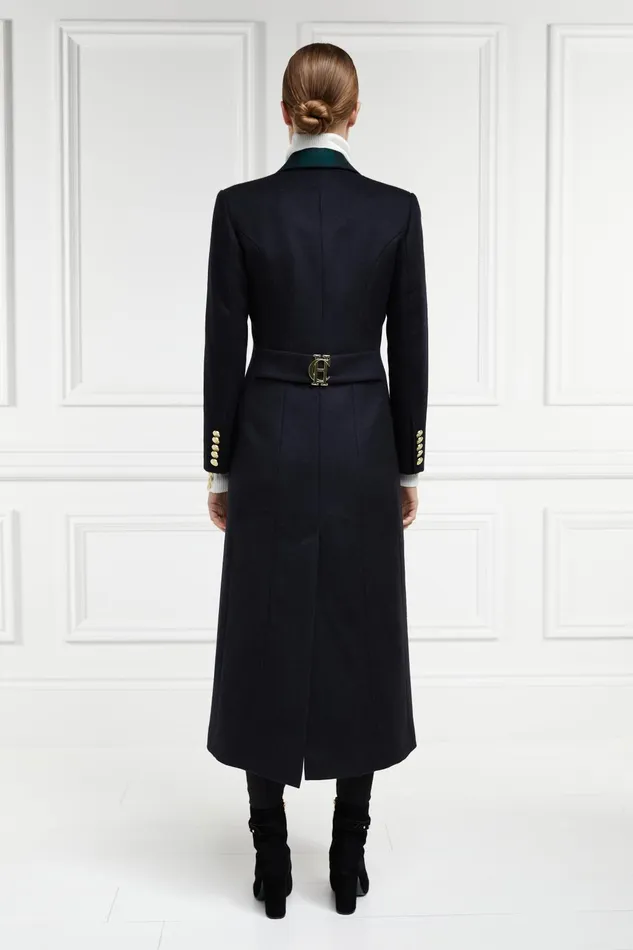 Holland Cooper Tailoring Women Full Length Regency Coat Soft Navy Blackwatch