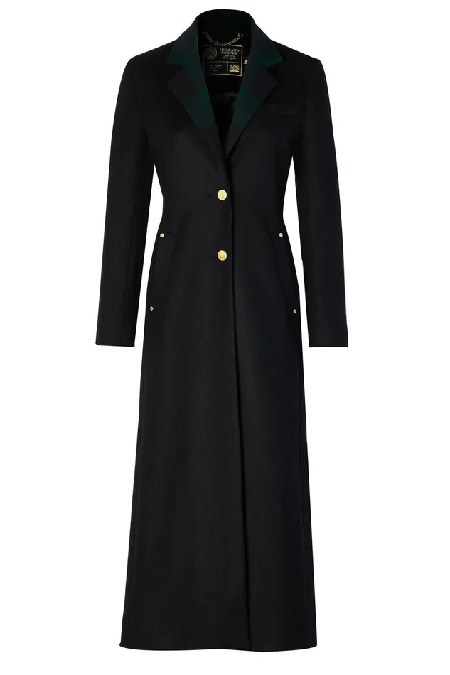 Holland Cooper Tailoring Women Full Length Regency Coat Soft Navy Blackwatch