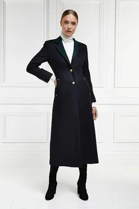 Holland Cooper Tailoring Women Full Length Regency Coat Soft Navy Blackwatch