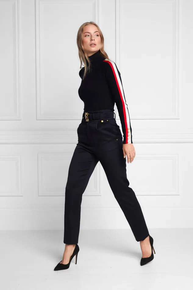Holland Cooper Tailoring Women High Waisted Peg Trouser Navy Barathea