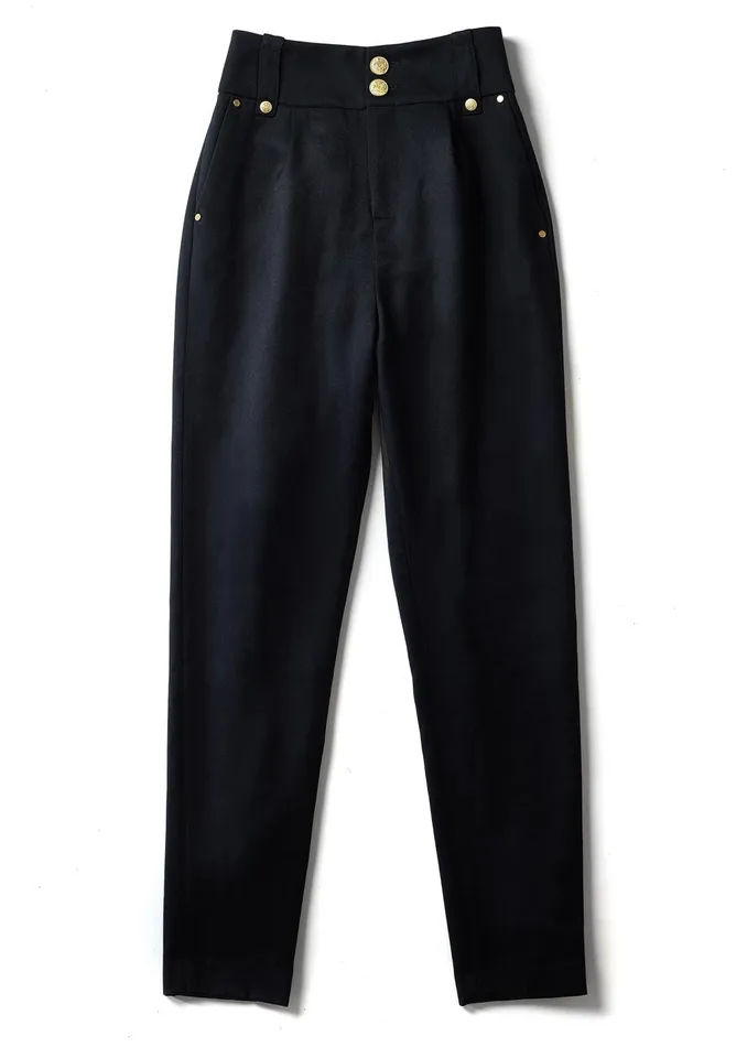 Holland Cooper Tailoring Women High Waisted Peg Trouser Navy Barathea Holland Cooper Tailoring Women High Waisted Peg Trouser Navy Barathea