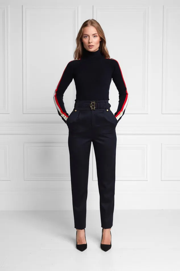 Holland Cooper Tailoring Women High Waisted Peg Trouser Navy Barathea Holland Cooper Tailoring Women High Waisted Peg Trouser Navy Barathea