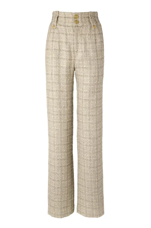 Holland Cooper Tailoring Women High Waisted Straight Trouser Camel Sparkle Tweed Holland Cooper Tailoring Women High Waisted Straight Trouser Camel Sparkle Tweed