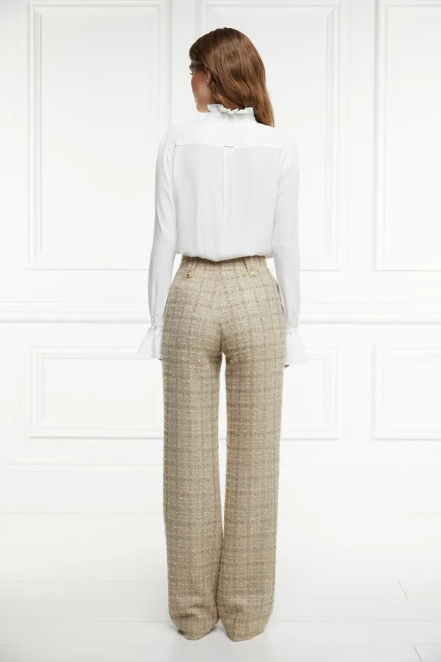 Holland Cooper Tailoring Women High Waisted Straight Trouser Camel Sparkle Tweed Holland Cooper Tailoring Women High Waisted Straight Trouser Camel Sparkle Tweed