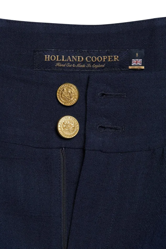 Holland Cooper Tailoring Women High Waisted Straight Trouser Navy Linen Holland Cooper Tailoring Women High Waisted Straight Trouser Navy Linen