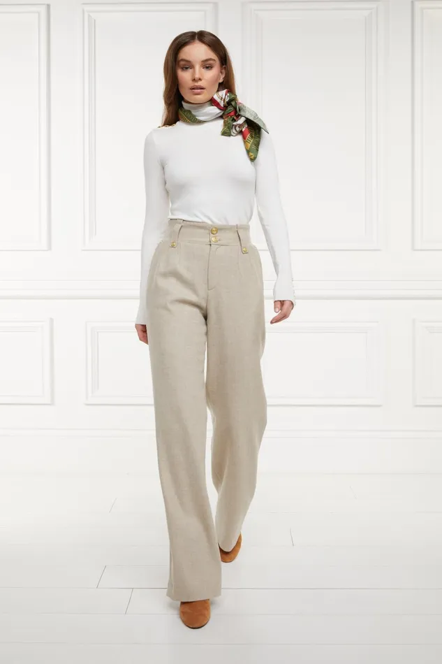 Holland Cooper Tailoring Women High Waisted Straight Trouser Oatmeal Holland Cooper Tailoring Women High Waisted Straight Trouser Oatmeal