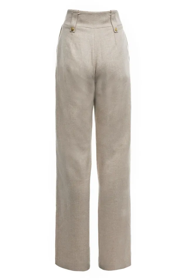 Holland Cooper Tailoring Women High Waisted Straight Trouser Oatmeal Holland Cooper Tailoring Women High Waisted Straight Trouser Oatmeal