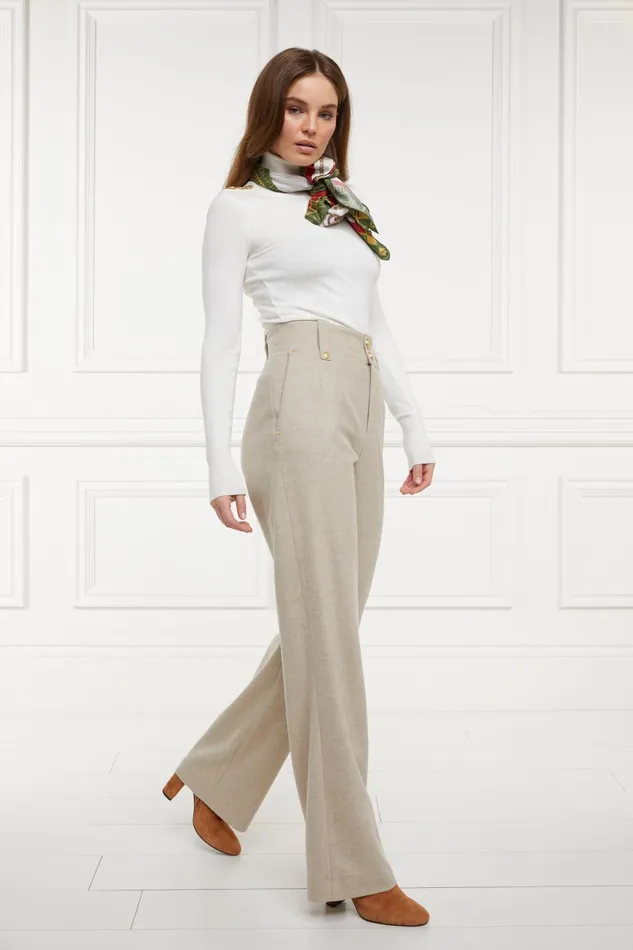 Holland Cooper Tailoring Women High Waisted Straight Trouser Oatmeal Holland Cooper Tailoring Women High Waisted Straight Trouser Oatmeal