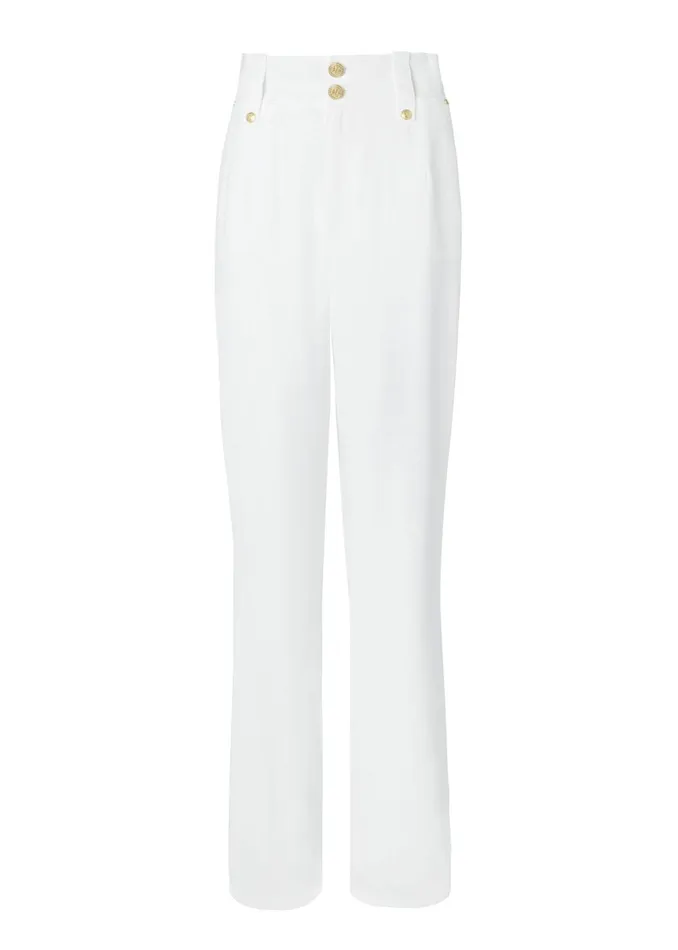 Holland Cooper Tailoring Women High Waisted Straight Trouser Oyster Linen Holland Cooper Tailoring Women High Waisted Straight Trouser Oyster Linen