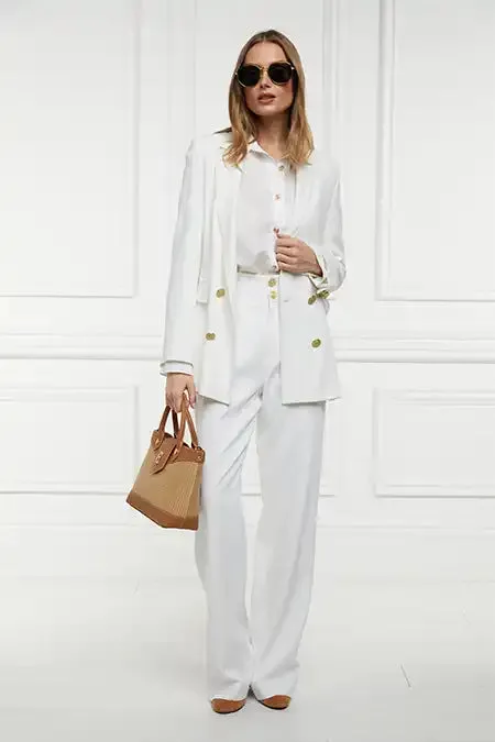 Holland Cooper Tailoring Women High Waisted Straight Trouser Oyster Linen Holland Cooper Tailoring Women High Waisted Straight Trouser Oyster Linen