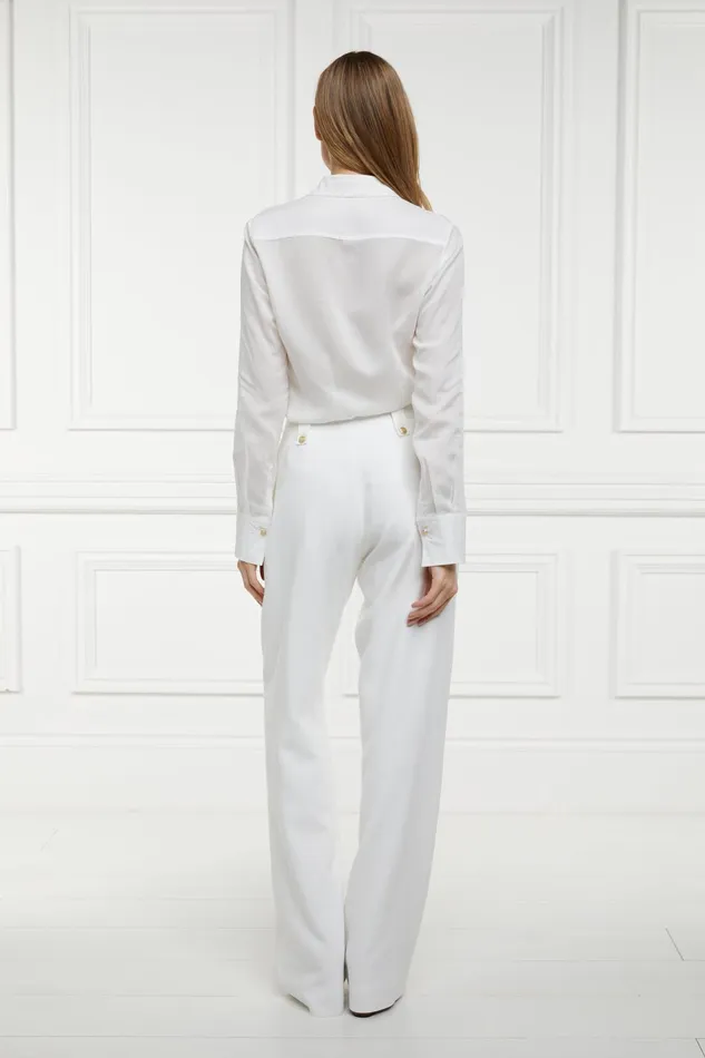 Holland Cooper Tailoring Women High Waisted Straight Trouser Oyster Linen Holland Cooper Tailoring Women High Waisted Straight Trouser Oyster Linen