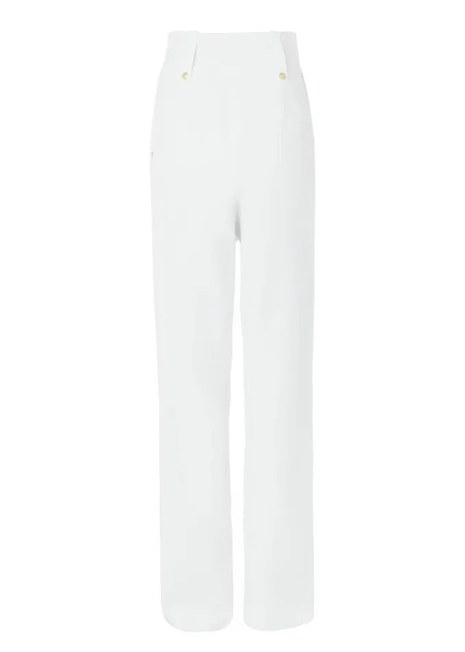 Holland Cooper Tailoring Women High Waisted Straight Trouser Oyster Linen Holland Cooper Tailoring Women High Waisted Straight Trouser Oyster Linen
