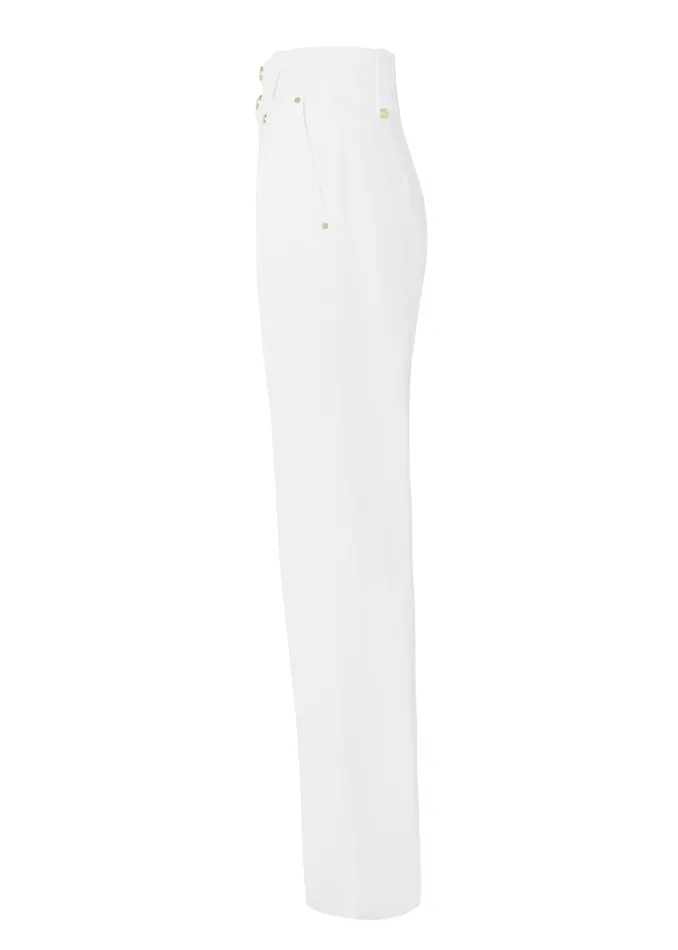 Holland Cooper Tailoring Women High Waisted Straight Trouser Oyster Linen Holland Cooper Tailoring Women High Waisted Straight Trouser Oyster Linen