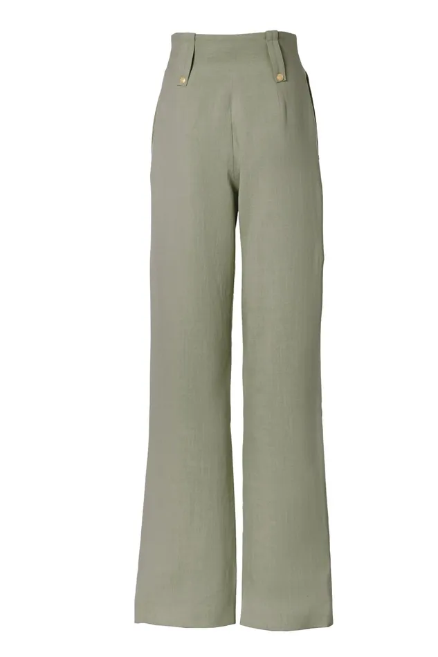 Holland Cooper Tailoring Women High Waisted Straight Trouser Sage Linen Holland Cooper Tailoring Women High Waisted Straight Trouser Sage Linen