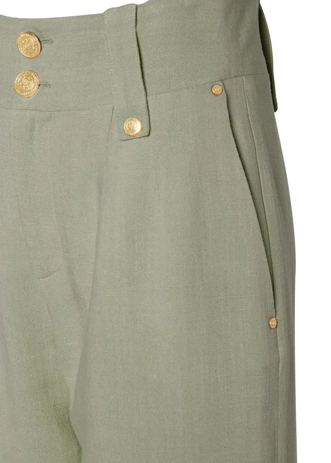Holland Cooper Tailoring Women High Waisted Straight Trouser Sage Linen Holland Cooper Tailoring Women High Waisted Straight Trouser Sage Linen