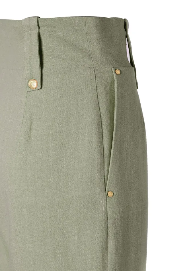 Holland Cooper Tailoring Women High Waisted Straight Trouser Sage Linen Holland Cooper Tailoring Women High Waisted Straight Trouser Sage Linen