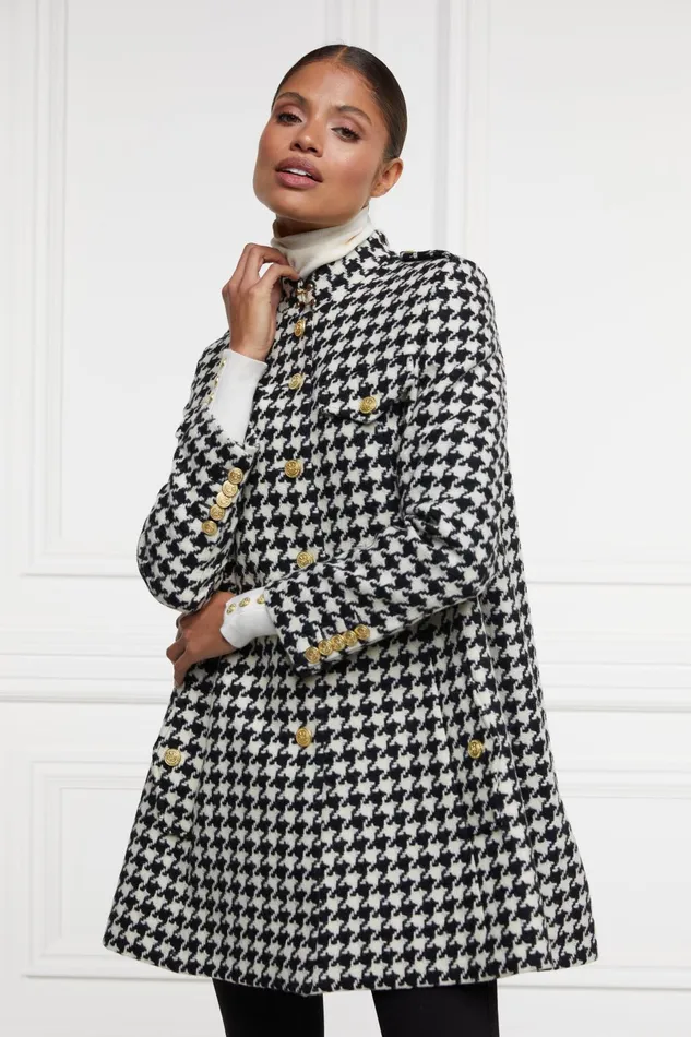 Holland Cooper Tailoring Women Highbury Cape Coat Large Scale Houndstooth