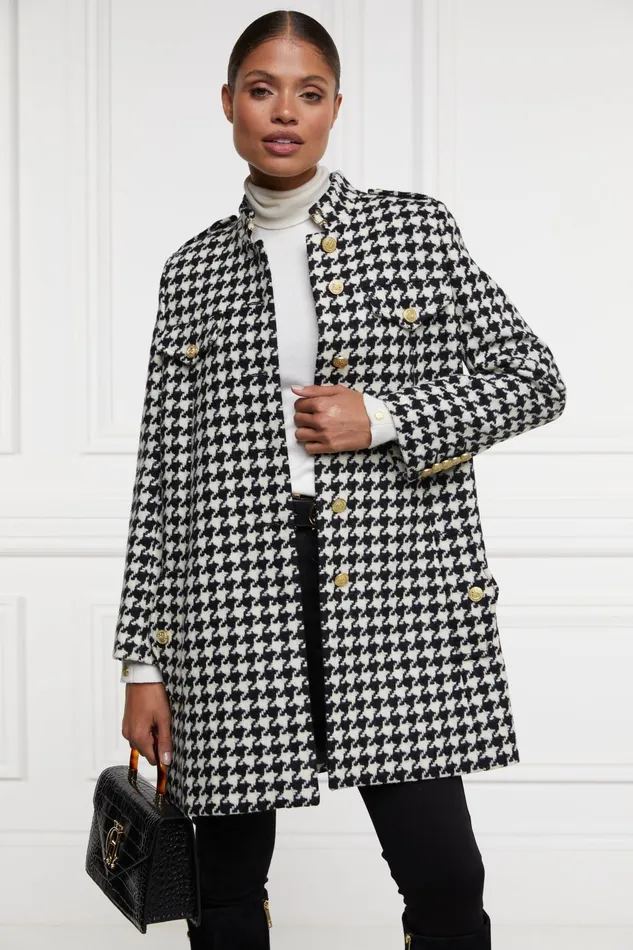 Holland Cooper Tailoring Women Highbury Cape Coat Large Scale Houndstooth