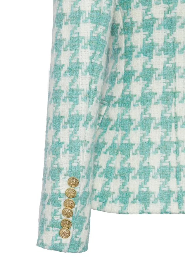 Holland Cooper Tailoring Women Knightsbridge Blazer Large Scale Teal Houndstooth