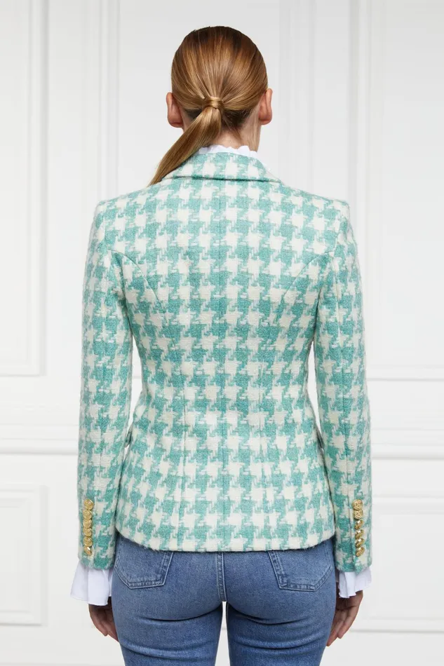 Holland Cooper Tailoring Women Knightsbridge Blazer Large Scale Teal Houndstooth