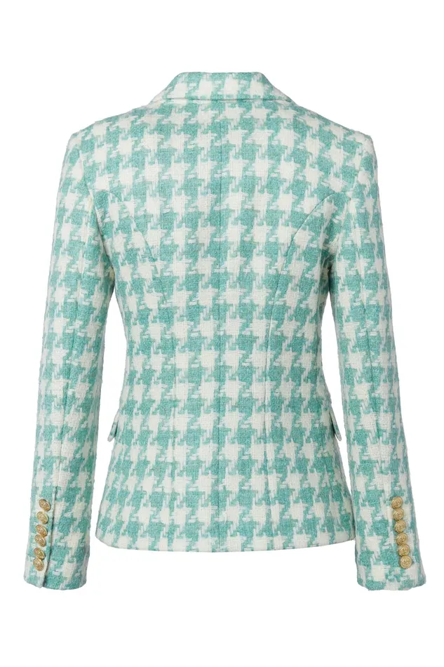 Holland Cooper Tailoring Women Knightsbridge Blazer Large Scale Teal Houndstooth