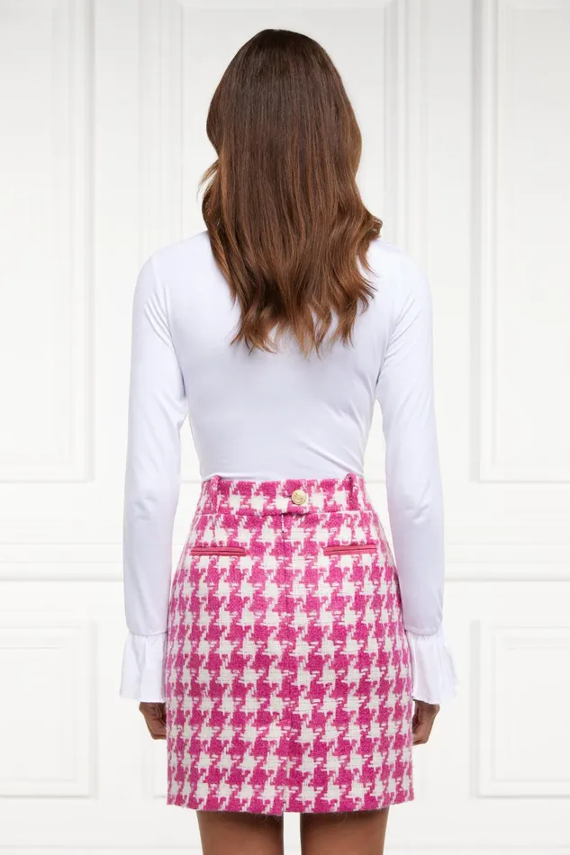 Holland Cooper Tailoring Women Knightsbridge Skirt Hot Pink Large Scale Houndstooth Holland Cooper Tailoring Women Knightsbridge Skirt Hot Pink Large Scale Houndstooth