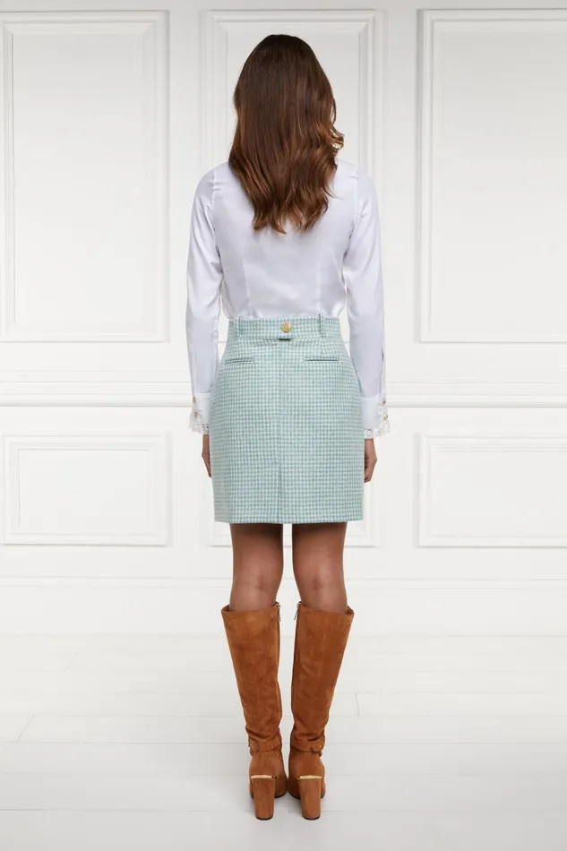 Holland Cooper Tailoring Women Knightsbridge Skirt Teal Houndstooth Holland Cooper Tailoring Women Knightsbridge Skirt Teal Houndstooth