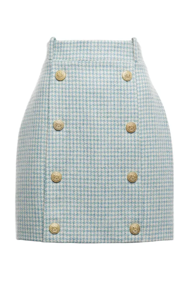 Holland Cooper Tailoring Women Knightsbridge Skirt Teal Houndstooth Holland Cooper Tailoring Women Knightsbridge Skirt Teal Houndstooth