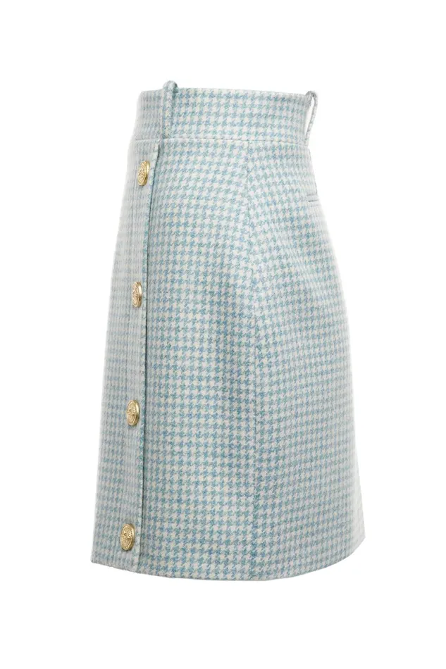 Holland Cooper Tailoring Women Knightsbridge Skirt Teal Houndstooth Holland Cooper Tailoring Women Knightsbridge Skirt Teal Houndstooth