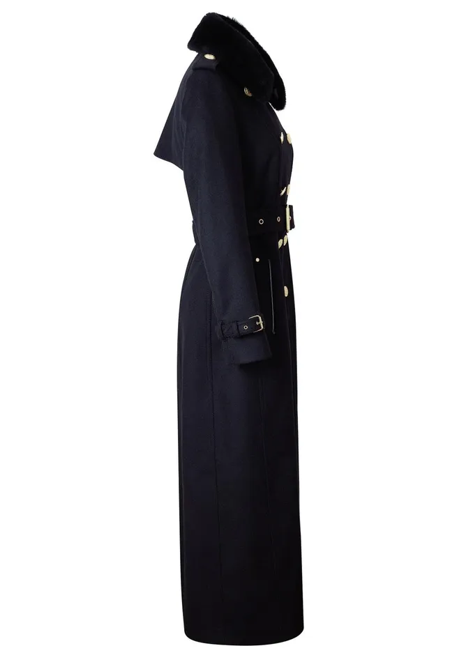 Holland Cooper Tailoring Women Marlborough Shearling Trench Coat Soft Black