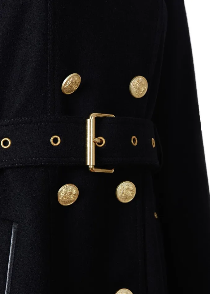 Holland Cooper Tailoring Women Marlborough Shearling Trench Coat Soft Black