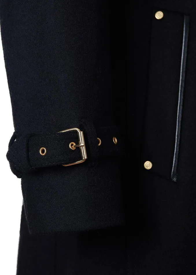 Holland Cooper Tailoring Women Marlborough Shearling Trench Coat Soft Black