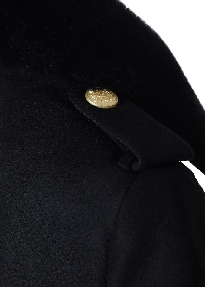 Holland Cooper Tailoring Women Marlborough Shearling Trench Coat Soft Black