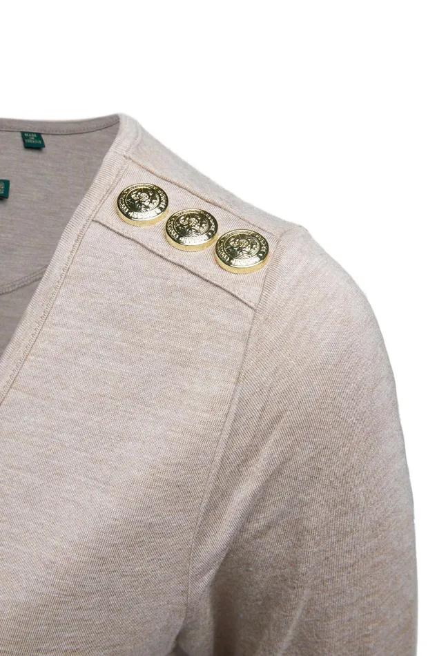 Holland Cooper Tees Women Long Sleeve VNeck Tee Oatmeal Holland Cooper Tees Women Long Sleeve VNeck Tee Oatmeal