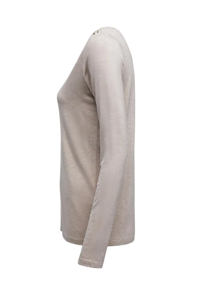 Holland Cooper Tees Women Long Sleeve VNeck Tee Oatmeal Holland Cooper Tees Women Long Sleeve VNeck Tee Oatmeal