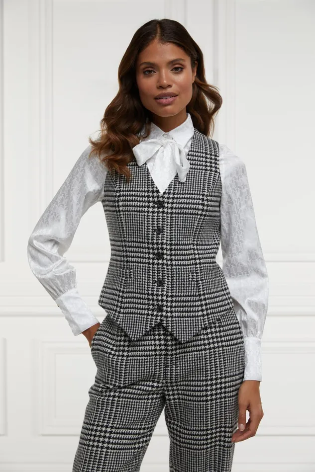 Holland Cooper Waistcoats Women Hampton Waistcoat Large Scale Prince Of Wales Mono
