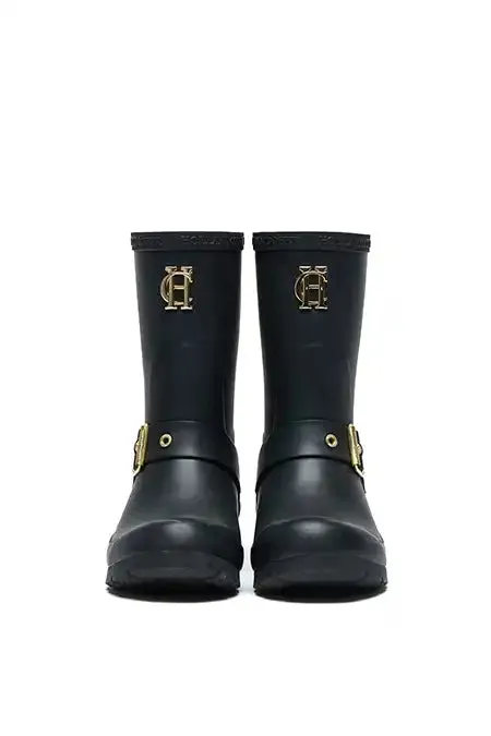 Holland Cooper Wellington Boots Women Sherpa Lined Chelsea Wellington Matte Black