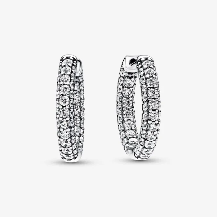 Hoop Earrings Women Pandora Online Timeless Pav Singlerow Hoop Earrings