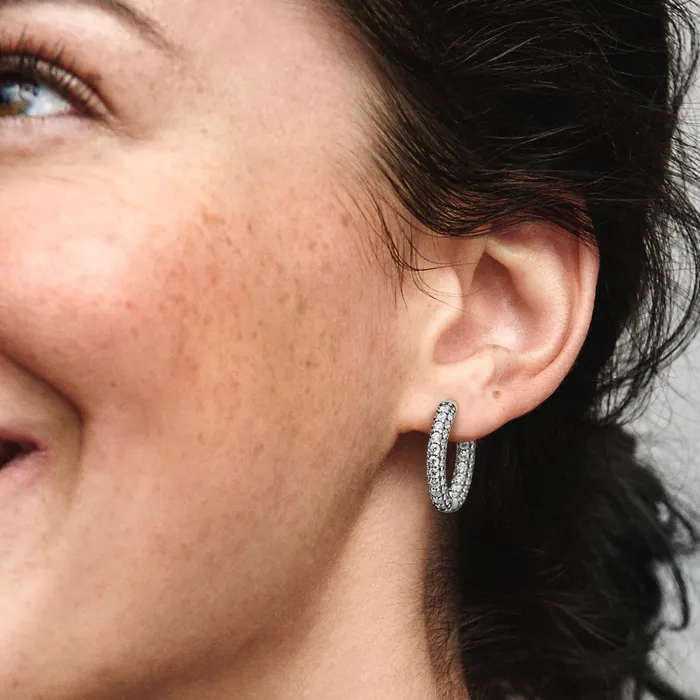 Hoop Earrings Women Pandora Online Timeless Pav Singlerow Hoop Earrings